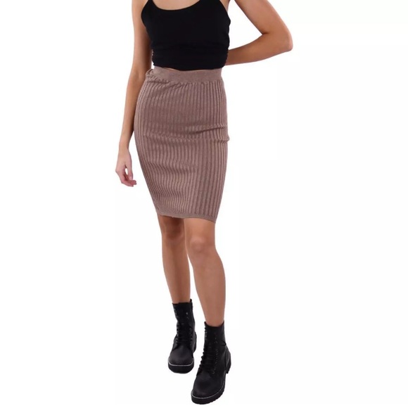Anthropologie Dresses & Skirts - NWOT [Anthropologie] Maronie High Waist Brown Ribbed Pencil Skirt Women’s Sz L